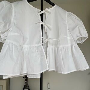 H&M White Tie-Back Blouse